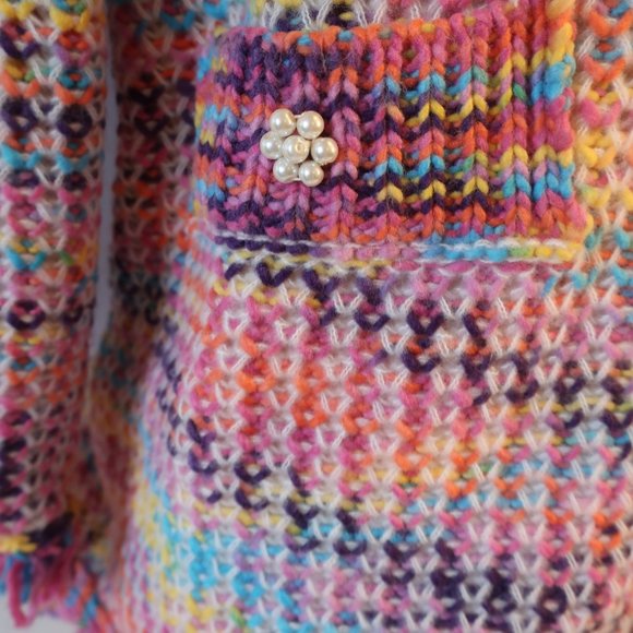 Women Shag Boutique Multi Color Knit Cardigan Sweater L* - Picture 5 of 7